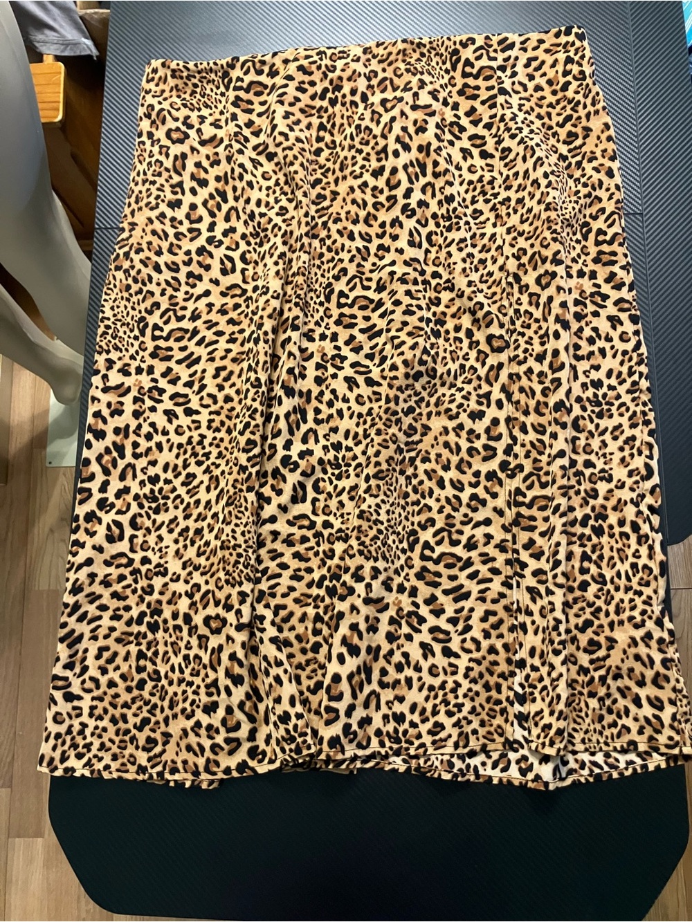 SHEIN Leopard Print Midi Skirt - Tan/Black